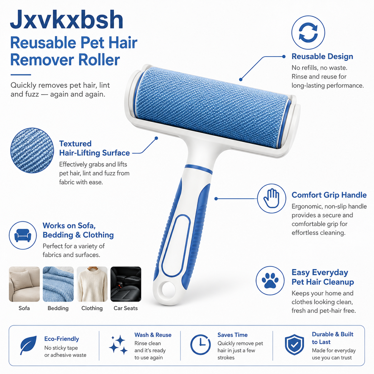 Jxvkxbsh Reusable Pet Hair Remover Roller