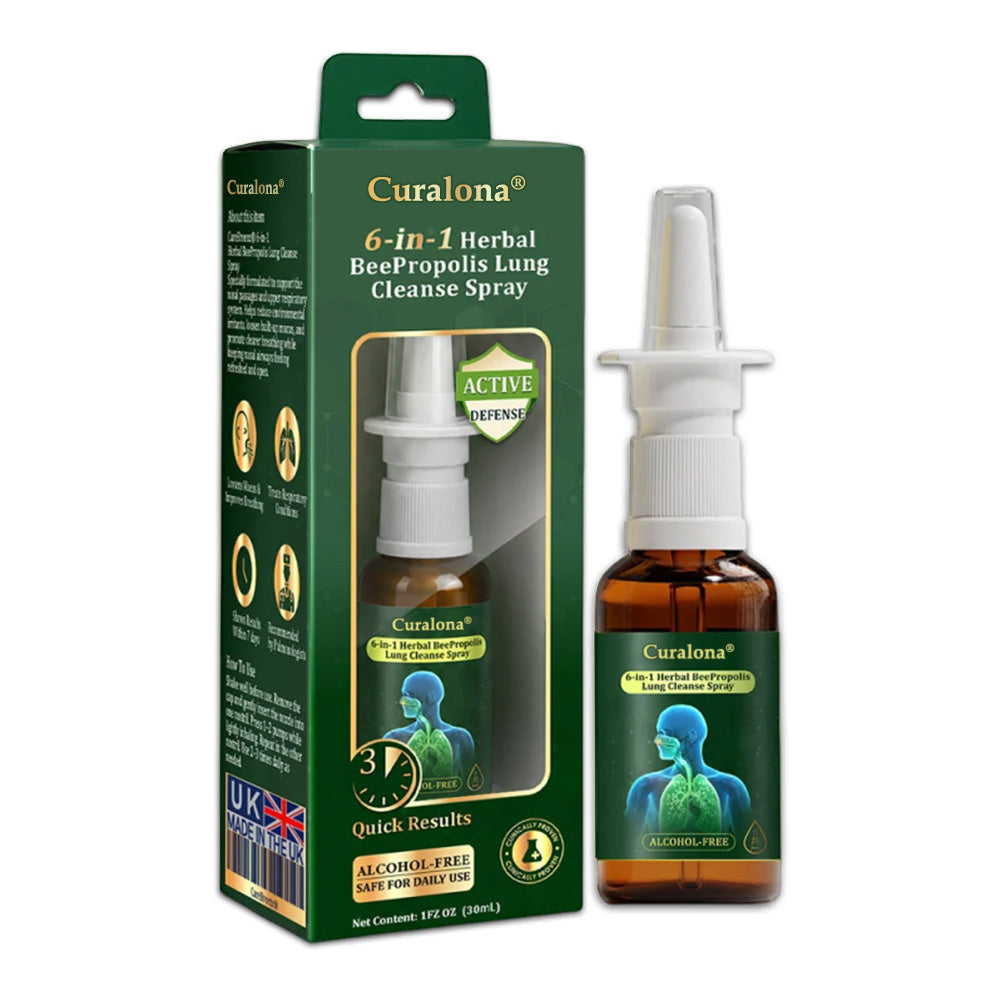 💚🇬🇧 Official Store:Curalona® 6-in-1 Herbal BeePropolis Lung Cleanse Spray🐝（👨‍⚕️Directly acts on COPD, asthma, chronic bronchitis (CB), respiratory infections, lung cancer, sinusitis, and other conditions）