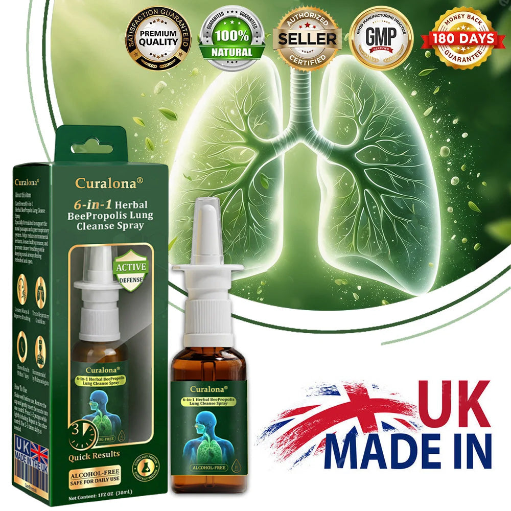 💚🇬🇧 Official Store:Curalona® 6-in-1 Herbal BeePropolis Lung Cleanse Spray🐝（👨‍⚕️Directly acts on COPD, asthma, chronic bronchitis (CB), respiratory infections, lung cancer, sinusitis, and other conditions）