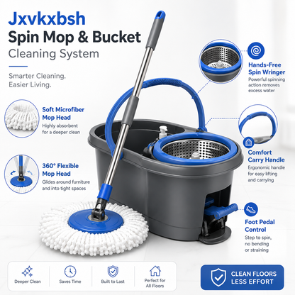 Jxvkxbsh Spin Mop & Bucket Cleaning System
