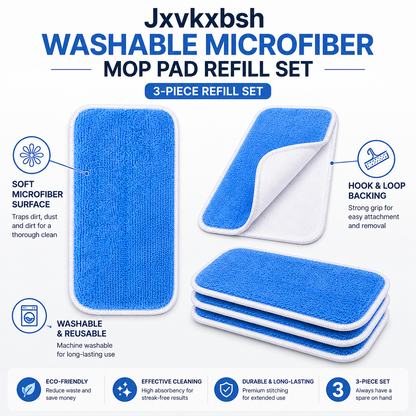 Jxvkxbsh Washable Microfiber Mop Pad Refill Set