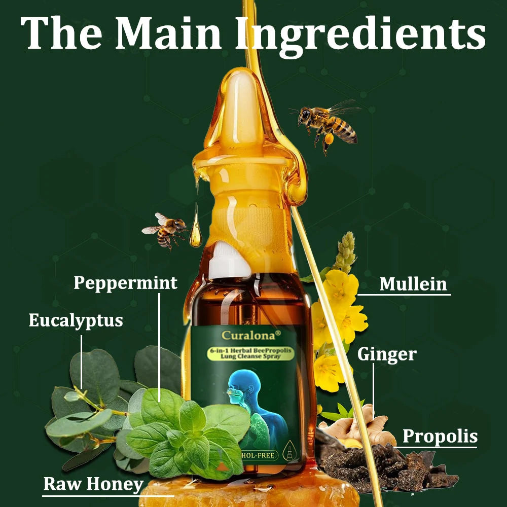 💚🇬🇧 Official Store:Curalona® 6-in-1 Herbal BeePropolis Lung Cleanse Spray🐝（👨‍⚕️Directly acts on COPD, asthma, chronic bronchitis (CB), respiratory infections, lung cancer, sinusitis, and other conditions）