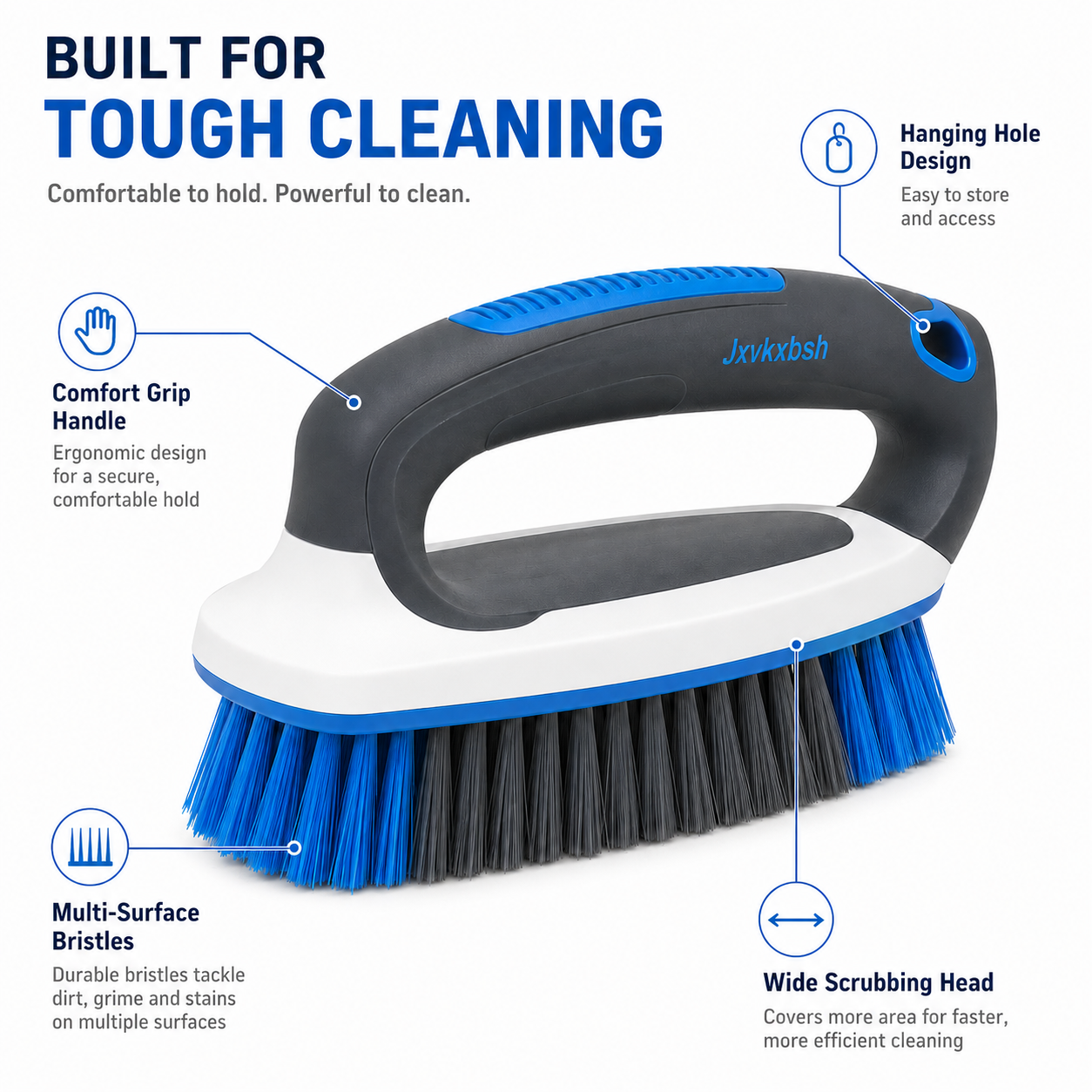 Jxvkxbsh Multi-Surface Scrub Brush with Comfort Grip