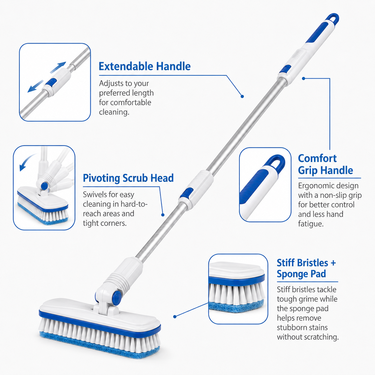 Jxvkxbsh Extendable Tub & Tile Scrubber