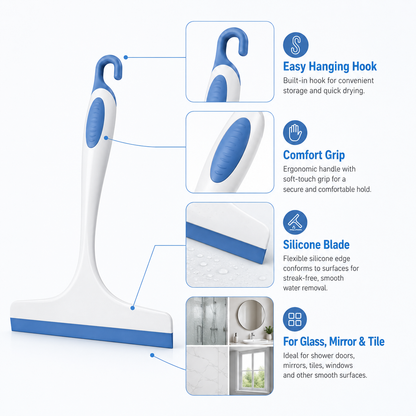 Jxvkxbsh Silicone Shower Squeegee with Hanging Hook