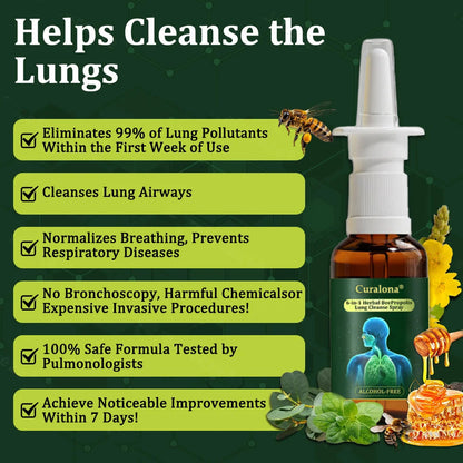 💚🇬🇧 Official Store:Curalona® 6-in-1 Herbal BeePropolis Lung Cleanse Spray🐝（👨‍⚕️Directly acts on COPD, asthma, chronic bronchitis (CB), respiratory infections, lung cancer, sinusitis, and other conditions）